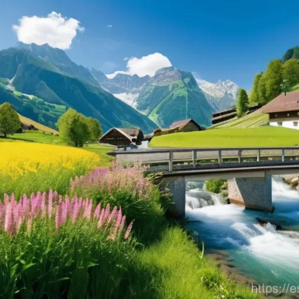 리히텐슈타인의 환경 정책 - **Prompt:** A serene, panoramic view of a lush green alpine valley in Liechtenstein, bathed in warm ...