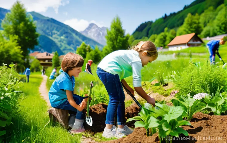 리히텐슈타인의 환경 정책 - **Prompt:** A serene, panoramic view of a lush green alpine valley in Liechtenstein, bathed in warm ...