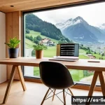 리히텐슈타인의 노동법 변화 - **Prompt:** A serene and modern home office in Liechtenstein, bathed in natural light, showcasing a ...