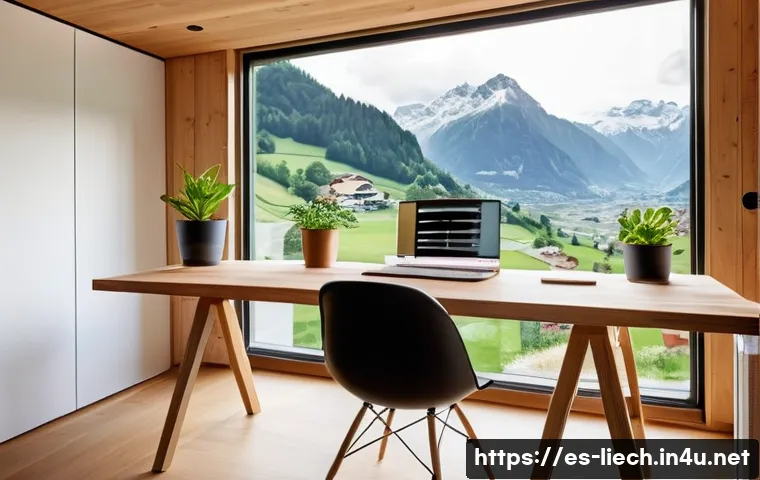 리히텐슈타인의 노동법 변화 - **Prompt:** A serene and modern home office in Liechtenstein, bathed in natural light, showcasing a ...